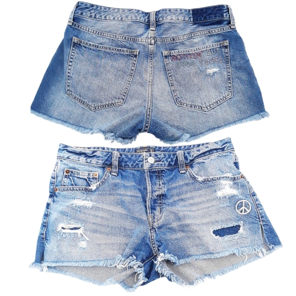 Abercrombie & Fitch Cut Off Denim Peace Shorts 29